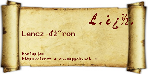 Lencz Áron névjegykártya